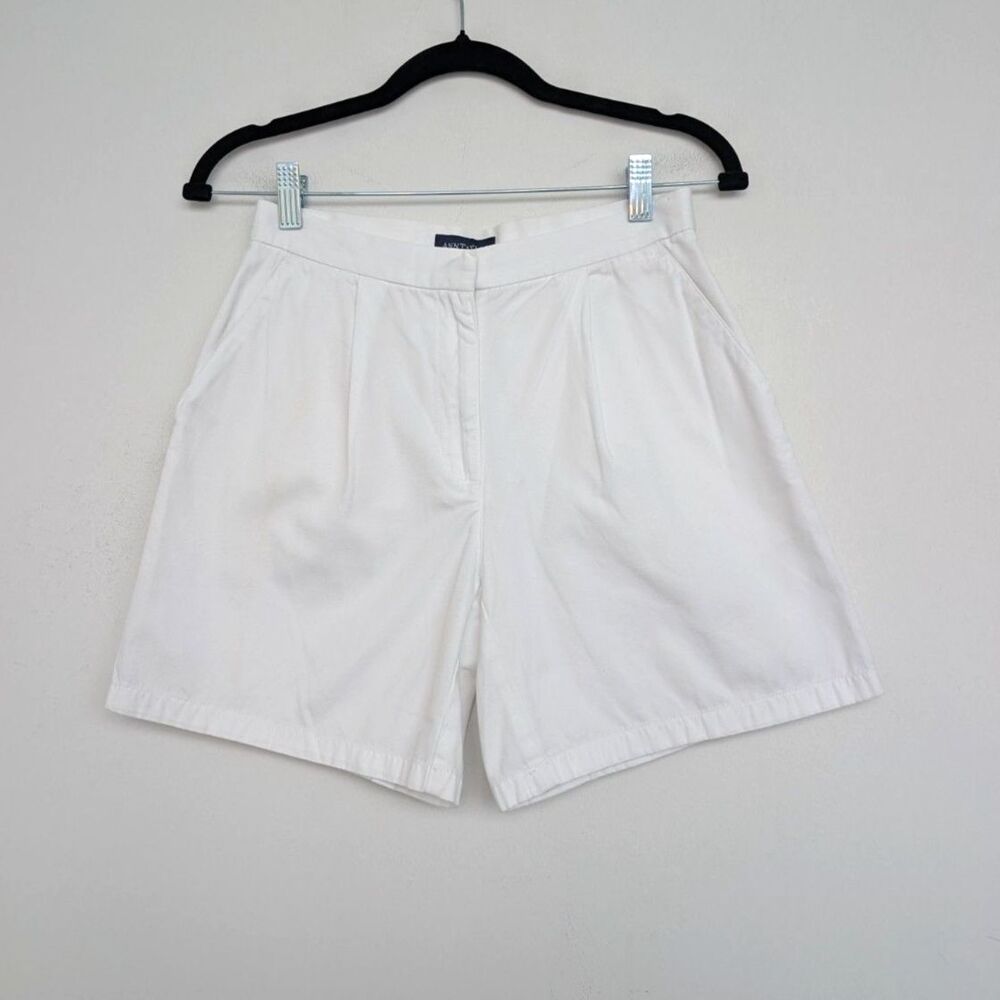 Vtg Y2K Ann Taylor White High Rise Wide Cuff Mom Shorts Sz 2 Minimalist Preppy